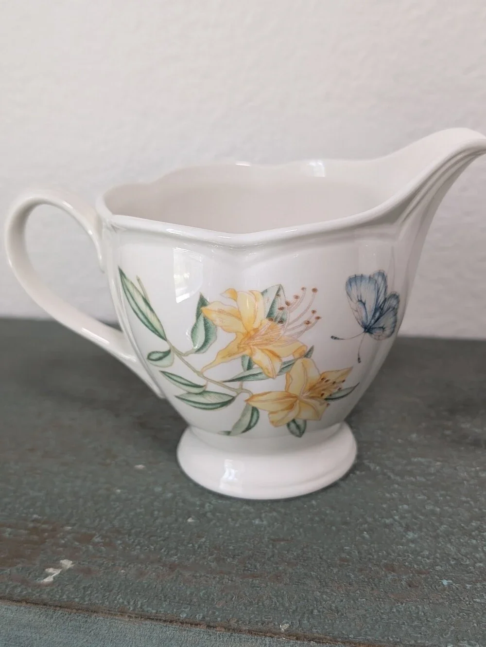 Vintage Lenox Butterfly Meadow Creamer and Lidded Sugar Louise Le Luyer Floral